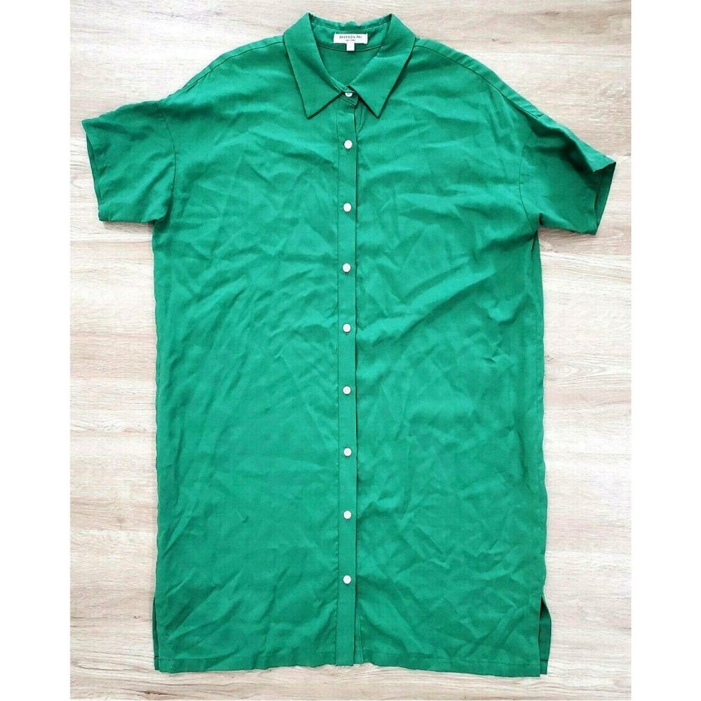 Emerson Fry Green Button-Front Short-Sleeve Shirt Dress